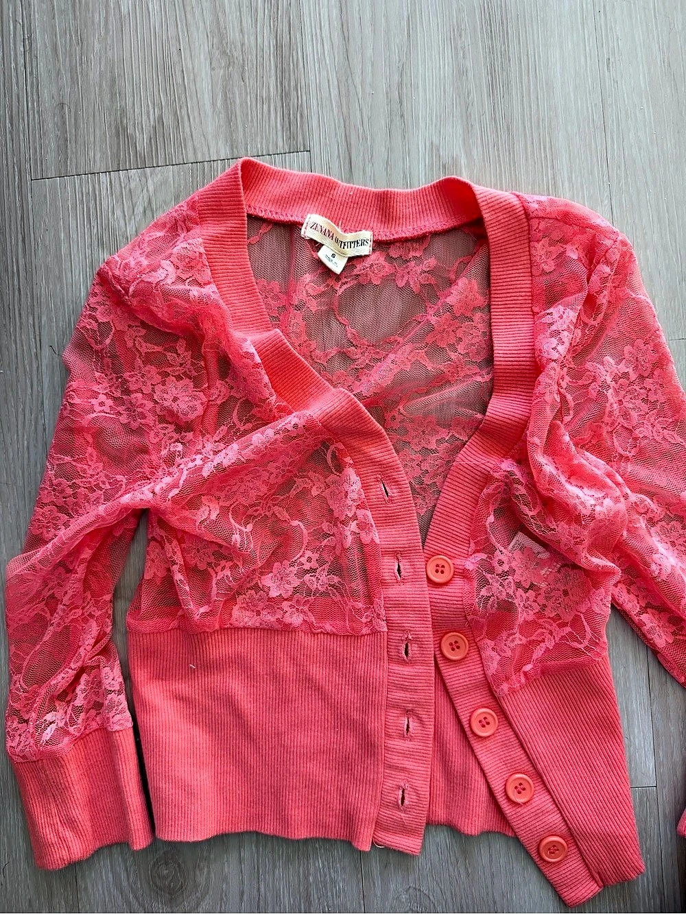 Nanette Lepore Floral Lace Cardigan in Pink Like New